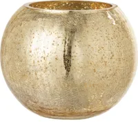Windlicht Kugel Rissig Glas Perle-Effekt Gold Large
