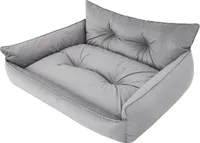 PillowPrim Hundebett Haustierbett Liegen Hundekissen Gesteppt Bett Hundeliege Hundematratze Sofa Tierbett Hundesofa Matratze, XXXL - 132x106 cm Asche