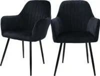 ML-Design sada 2 jídelních židlí s opěradlem, černá, ze sametu