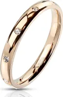 Damen Ring Edelstahl Zirkonia Kristalle Herren Stapelring Bandring Autiga® rosegold 54 - Ø 17,32 mm