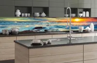 Küchenrückwand Folie selbstklebend SONNENUNTERGANG 350 x 60 cm - Klebefolie - Dekofolie - Spritzschutz für Küche -