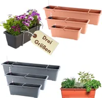 Blumenkasten Fensterbank Außen Blumenkasten Balkongeländer Balkonkasten mit Wasserspeicher Metall Halterung Pflanzkasten Outdoor 80 cm anthrazit