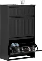 SoBuy Schuhkipper mit 2 Klappen Schuhablage Schuhschrank schmal Schuhregal Schuhkommode Schwarz BHT ca. 61x101x26cm FSR165-SCH