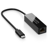 deleyCON USB-C auf RJ45 LAN Adapter Ethernet Gigabit - USB 3.0 (USB 3.1 Gen1) Kompatibel mit Windows Mac PC Notebook MacBook Ultrabook Tablet-PC - Schwarz