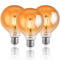 LUMILED 3x E27 Żarówki LED G95 Vintage 6W Zastępuje żarówkę 50W Żarówka 660lm 2000K Ciepła biała żarówka Retro filament bursztynowa szklana kula Deco