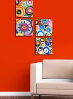 Opviq, 4P1919CS- CLA3641, Bunt, Wanduhren, 42 x 63 cm, 100% Wildleder -Leinwand