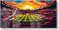 DEQORI Glasuhr 60x30 cm Zahlen 'Stadion FC Barcelona' Wanduhr Glas Uhr Design leise Küchenuhr