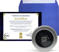 Makai echter Meteorit Sternschnuppe Himmelskörper Campo del Cielo aus Argentinien mit Echtheits-Zertifikat Geschenkkarte inkl. Blechbox mit Sichtfenster in nachhaltiger Verpackung als Geschenk oder zum Sammeln