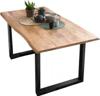 SIT Möbel Esstisch mit Baumkante | 160 x 85 cm | Platte 26 mm Mango sägerau natur | Gestell Stahl schwarz | B 160 x T 85 x H 78 cm | 07107-75 | Serie TABLES & CO