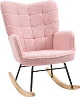 HOMCOM Schaukelstuhl Sessel Relaxsessel Schaukelsessel Wohnzimmersessel Schwingsessel Akzentstuhl für Schlafzimmer, Berbervlies, Rosa 92 x 71 x 101 cm