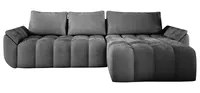 Ecksofa mit Schlaffunktion CALVANI 185x282x83 cm, Sofa L-Form, Eckcouch mit Bettkasten, Polsterecke, Wohnlandschaft Samtstoff - Grau MH85