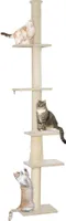 PawHut Kratzbaum Deckenhoch, Katzenbaum, 225-275 cm Katzenkratzbaum mit Plattformen, Katzenmöbel mit Kippschutz, Cremeweiß
