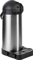 ONVAYA® Airpot Pumpkanne 5 Liter + Tropfschale | Isolierkanne | Thermoskanne | Getränkespender | Edelstahl mattiert | Kaffeekanne | Doppelwandig | Auffangschale | Drip Tray
