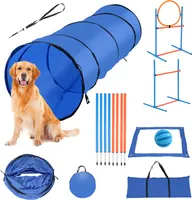 Jopassy Agility Set Hunde 5 in 1 Agility-Übungs-Set Slalom-Hundetunnel-Sprungring-Pausenbox Hundesport Trainingsplatz