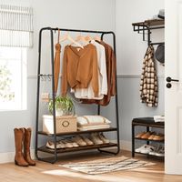Garderobenständer Kleiderständer Stand Garderobe Mobil 175cm Kleiderhacken Holz 