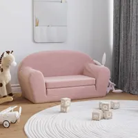 Kinder-Schlafsofa 2-Sitzer Rosa Weicher Plüsch 357003