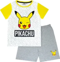 Pokemon - Schlafanzug mit Shorts für Jungen NS5324 (128) (Grau/Gelb)
