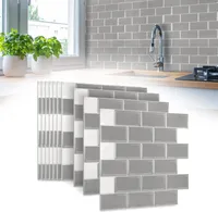 XMTECH 10 Stück 3D Fliesenaufkleber 30,5x30,5cm Selbstklebende Fliesenfolie Fliesensticker für Küche, Badezimmer, Dekoration, Grau