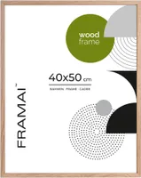 FRAMAI® Bilderrahmen, 40x60 cm, Eiche, Natur Holz Rahmen, Rahmen Echtholz Bilderrahmen, Rahmen mit Bruchsicheren Plexiglas, Aufhänger und Aufsteller (