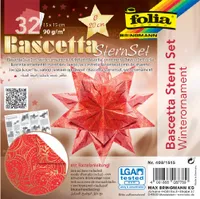 folia Faltblätter Bascetta-Stern, rot / bedruckt