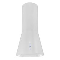 GALA IS50W ECO 50cm runde, weiß lackierte Dunstabzugshaube der Marke F.BAYER, Inselhaube mit Drucktastensteuerung und Display, 700m³/h, EEK B, LED
