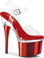 ESTEEM-708 Damen Sandale von Pleaser, Transparent Rot , EU 39, US 9