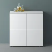 Mai & Mai Möbel Kommode Aufbewahrungsschrank mit 4 Türen in Weiß matt Sideboard Schrank Mehrzweckschrank BTH: 76x36,4x74cm Schrank04