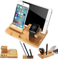 Handy Tablet Holz Organizer Multi Ständer Universal Ladestation für Smartphone, iPhone, iPad, E-Reader und Mehr Birke