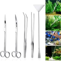 Aquarium Aquascaping Kit 5 in 1 Edelstahl Aquarium Aquatic Plant Tools Sets Zange Schere Spatel