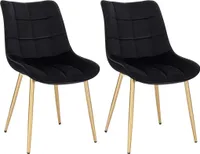 WOLTU 2er-Set Esszimmerstühle Küchenstuhl Polsterstuhl aus Samt, Metall Gold Beine,schwarz
