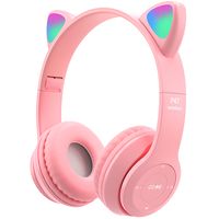 Sluchátka Bluetooth Cat Ear 5.0 Wireless Stereo Over-Ear Cat Dětská sluchátka LED RGB Light pro dívky Děti Smartphone Laptop Tablet PC Herní konzole Pink Retoo