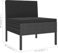 vidaXL Záhradné stoličky 3 ks s vankúšmi Poly Ratan Black
