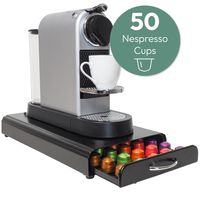 Nespresso Kapselhalter - Kapselhalter Nespresso für mehr Ordnung und Platz - Gadgy Kapsel Aufbewahrung für 50 Nespresso Kaffeekapseln - Edelstahl - Schwarz