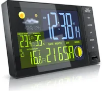 BEARWARE Funkwetterstation Innen und Außen mit Außensensor - DCF Signal Funkuhr - Farbdisplay - Thermometer - Hygrometer