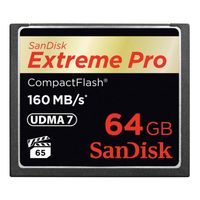 Sandisk 64GB Extreme Pro CF 160MB/s, 65536 MB, Kompaktflash (CF), 160 MB/s, -25 - 85 °C, -40 - 85 °C, 43 mm