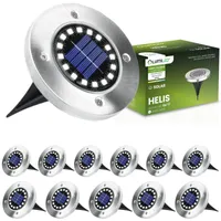 LUMILED Solar Bodenleuchten Aussen 12x Solarleuchte für Garten 16 LEDs Solar Außenleuchte Gartenleuchte Edelstahl Solarlampen außen Neutralweiß