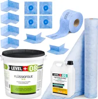 Dicht-Set Abdichtung Bad Dusche 20Kg Flüssigfolie Dichtbahn Dichtband Ecke SET45