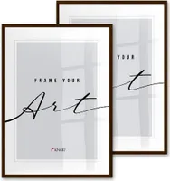 🖼️KNOR®️ Bilderrahmen 50X70 cm Braun Holzdekor, 2er Set Posterrahmen, Bilderrahmen, Fotorahmen, bruchsicheres Acrylglas, Picture Frame 50X70, zum Aufhängen & Aufstellen 🎨Isabella Kollektion