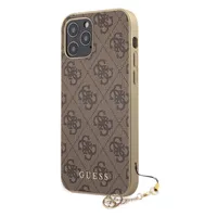 Guess 4G Charms Apple iPhone 13 Pro Max Hard Case Cover Schutzhülle Kette Anhänger Braun / Gold