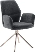 2er Set Sesselstuhl Greyton, 180° drehbar - Anthrazit / Edelstahl