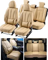 VEVOR universelle Autositzbezüge, Vorder- und Rücksitz, 13-teiliger Kunstleder-Sitzbezug, vollständig geschlossenes Design, abnehmbare Kopfstütze & Airbag-kompatibel, für die meisten Lastwagen Beige