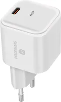 Swissten, GaN 65W USB-C Power Delivery zdroj pro MacBook iPad, bílý
