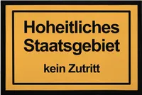 Fußmatte mit Spruch Warnschild Warnhinweis rutschfest & waschbar Moonworks® Hoheitsgebiet schwarz 60x40cm