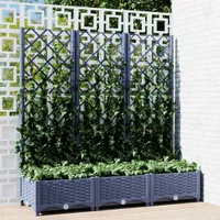 vidaXL Pflanzkübel mit Spalier Blaugrau 120x40x121,5 cm PP