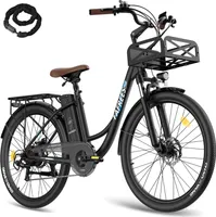 Elektrofahrrad bis zu 160 - 200 km E-Bike mit 7 Gang Akku 20,3 Ah Citybike Wasserdicht IP54, Schwarz