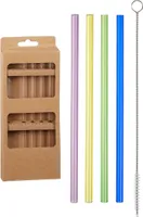 3 x BUNTE Glasstrohhalme je 4 Stück inkl Reinigungsbürste