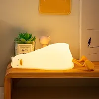 Suesse Ente Nachtlicht Warmweisses Nachtlicht mit Beruehrungssensor 3 Lichthelligkeit Weiches Silikon Tier Nachtlampe Handyhalter Nachtbegleiter