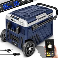 tillvex® Kompressor Kühlbox mit Akku elektrisch 50 Liter / Navyblau | Elektrische Gefrierbox mit APP-Steuerung USB-Anschluss 12/24 V 230V | Kühlschrank bis -20 °C