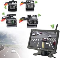 4X Funk Kabellos Auto Rückfahrkamera 18LED Wasserdicht Kamera + 7" LCD Monitor Rückansicht für Auto Bus LKW mit Fernbedienung