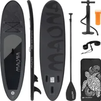 ECD Germany Aufblasbares Stand Up Paddle Board Maona, 308x78x10 cm, Schwarz, PVC, bis 120kg, Pumpe Tragetasche Zubehör